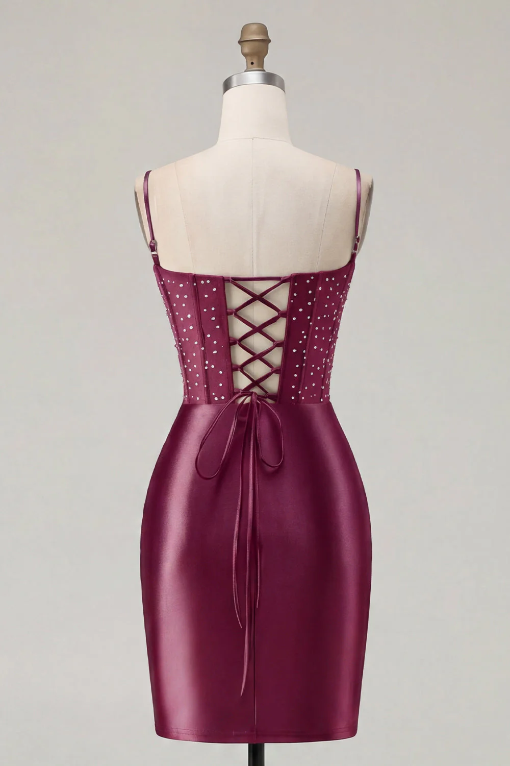 Navy Bodycon Corset Satin Embroidered Cocktail Dress - Image 8