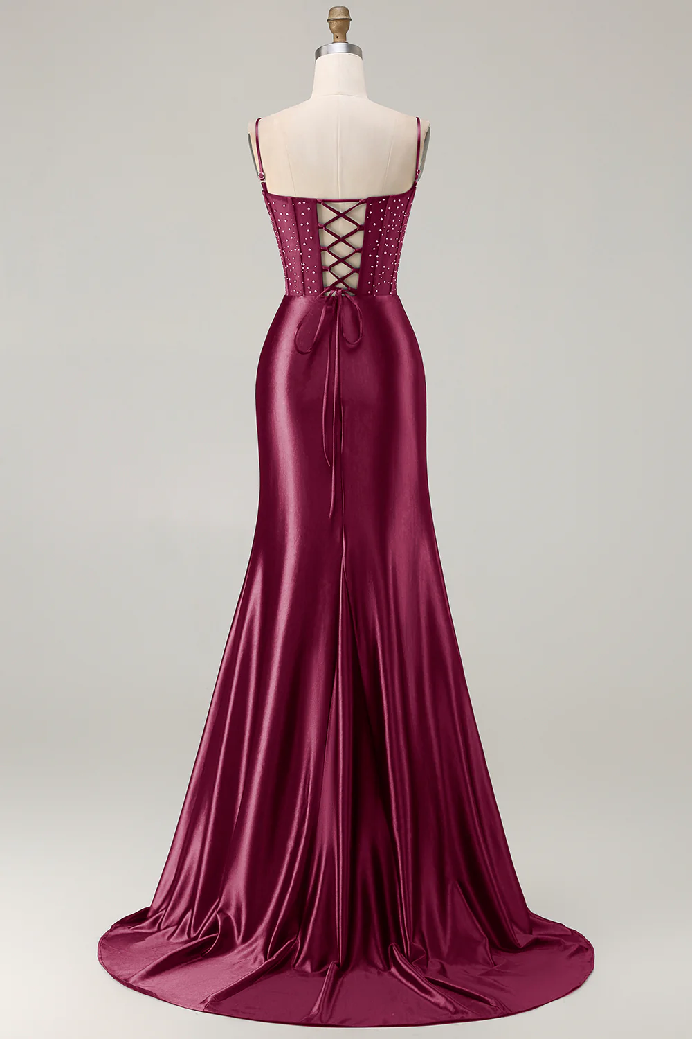 Navy Mermaid Beaded Corset Embroidered Long Prom Dress with Slit - Image 8