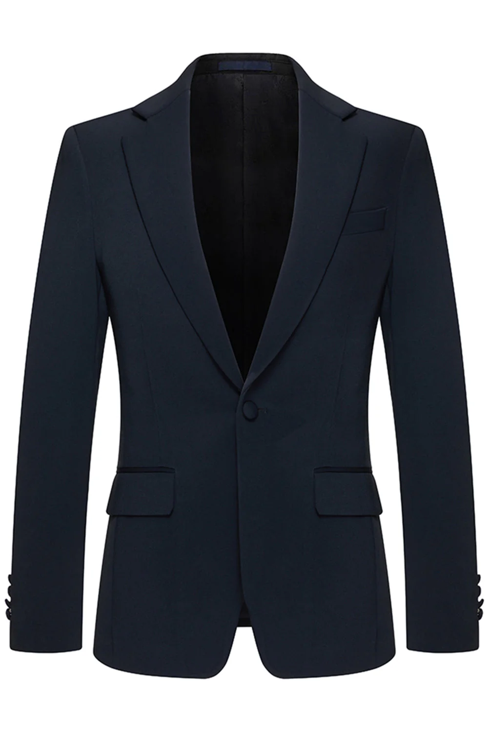 Navy Notched Lapel 3 Piece Slim Fit Men's Suits - Image 2