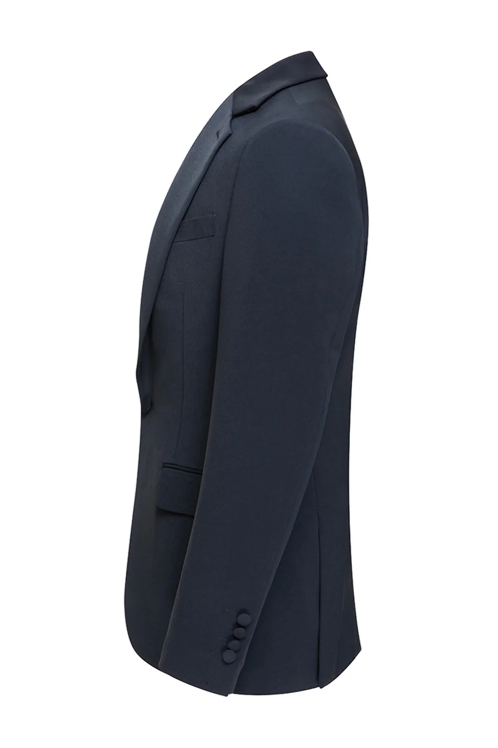 Navy Notched Lapel 3 Piece Slim Fit Men's Suits - Image 4