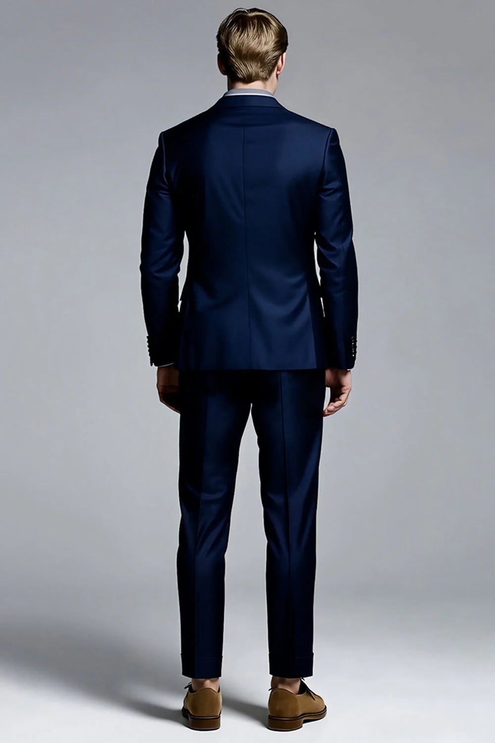 Navy Notched Lapel Single Breasted Men Formal Blazer - Image 3