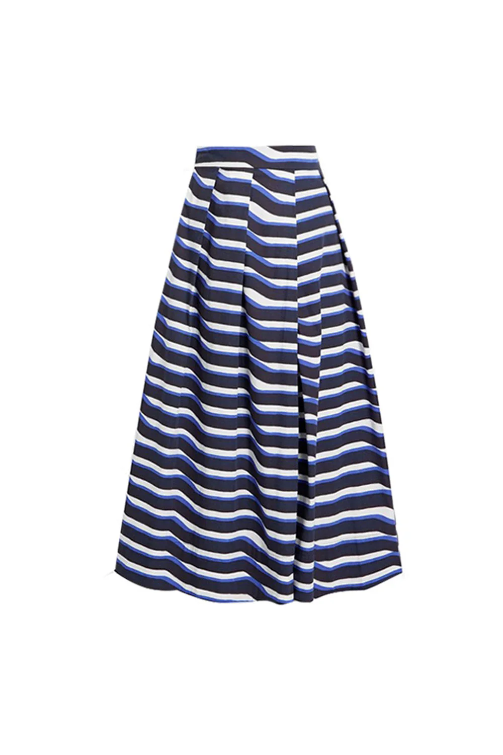 Navy Off The Shoulder 2 Piece Striped Swimsuit with Cover Up - Image 3