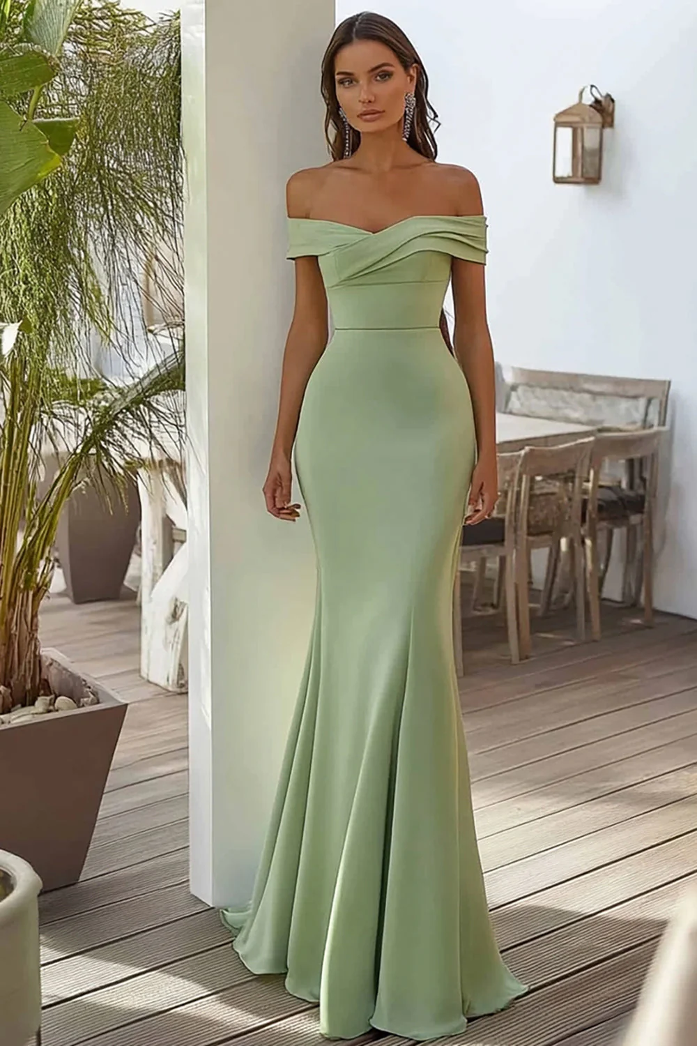Navy Off the Shoulder Long Evening Dress - Image 3