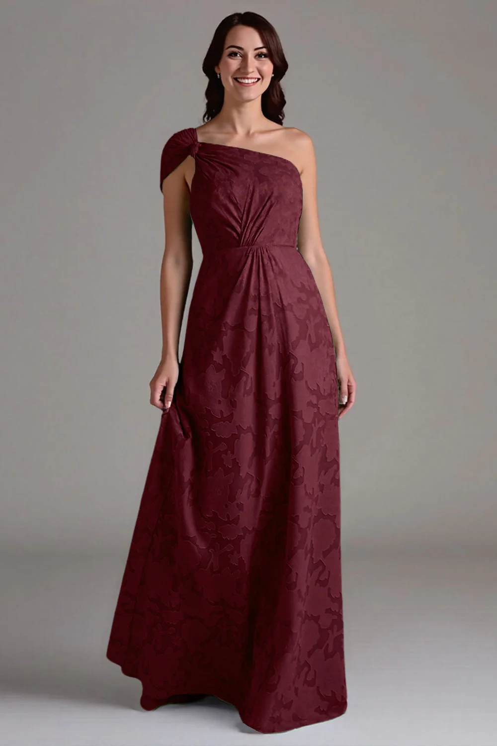 Navy One Shoulder A-Line Long Choir Dress - Image 8