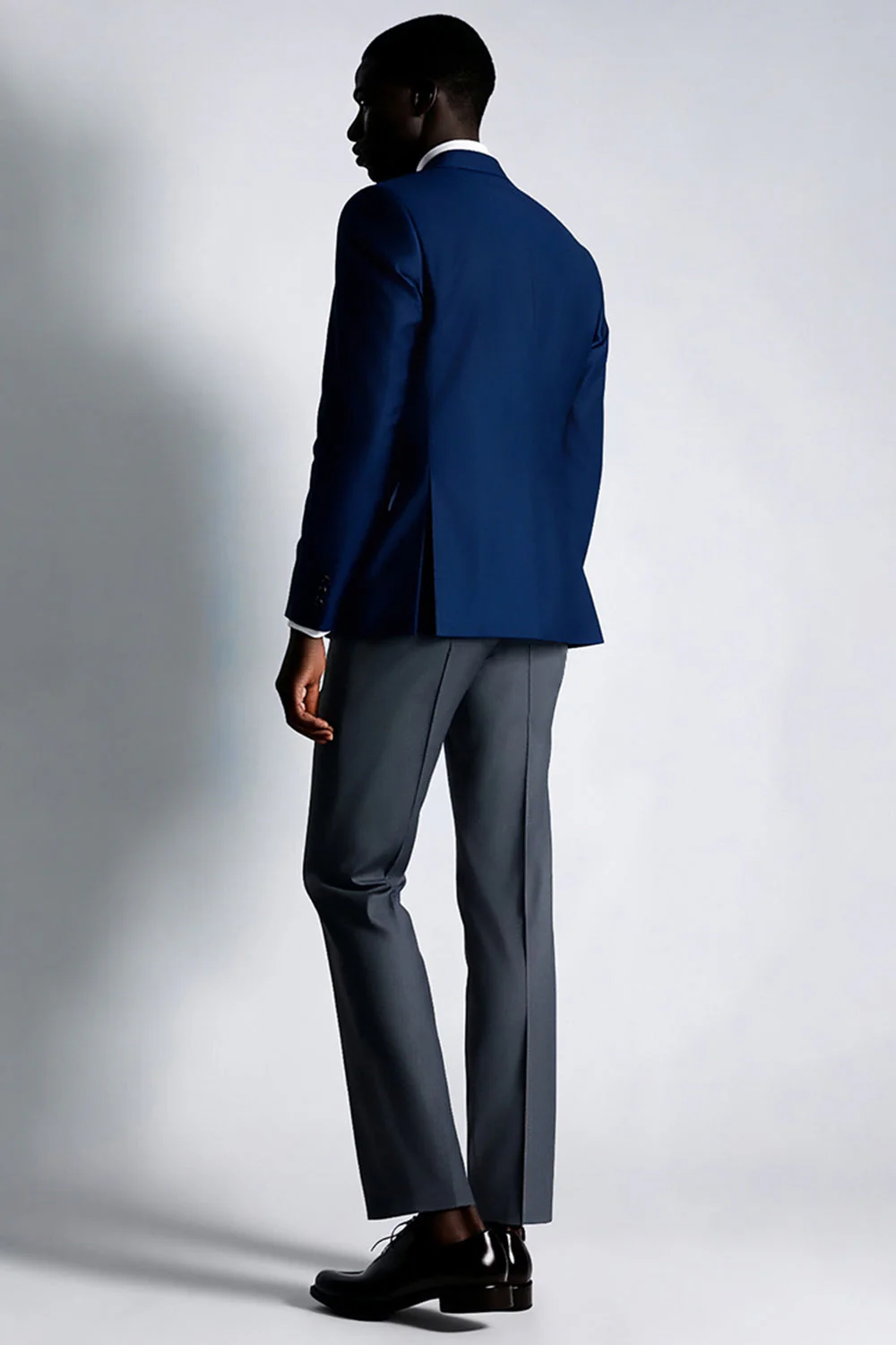 Navy Peak Lapel Double Breasted Men Blazer - Image 3