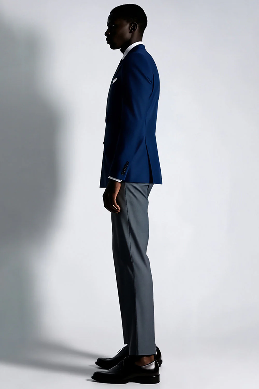 Navy Peak Lapel Double Breasted Men Blazer - Image 4