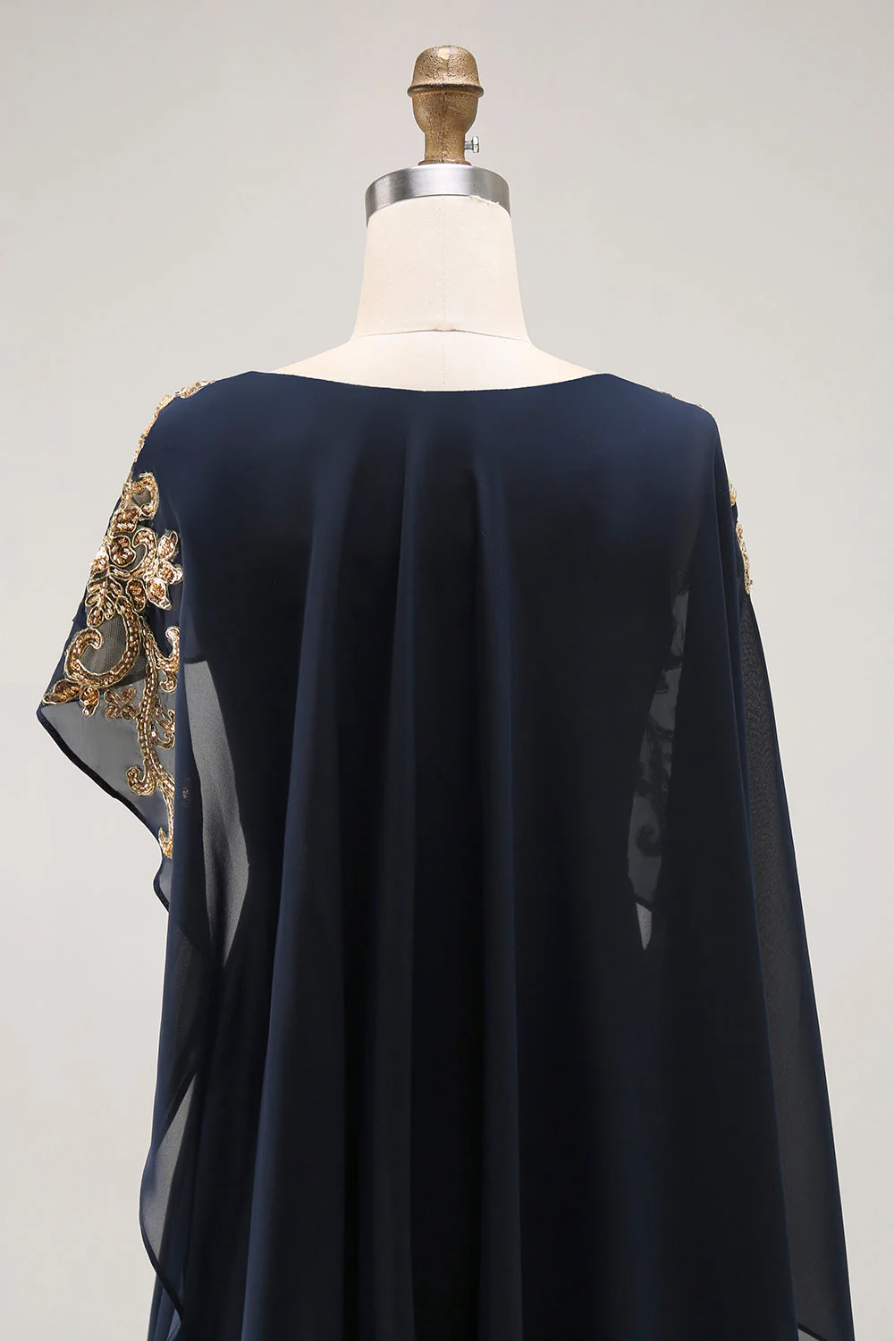 Navy Sheath Appliqued Mother Of The Bride Dress With Shawl - Image 6