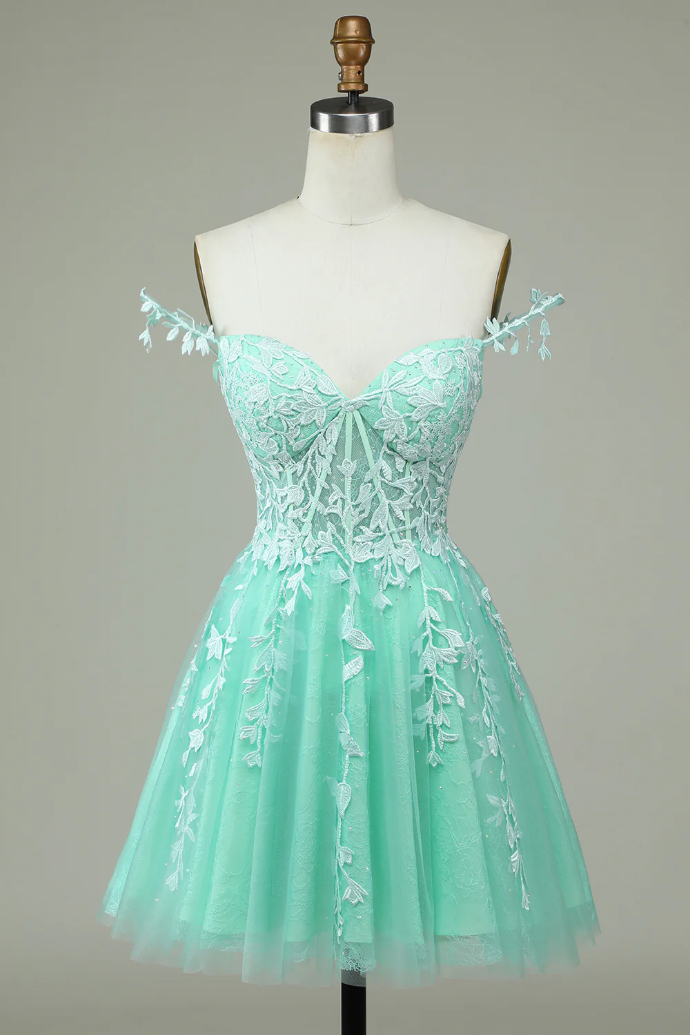 Navy Spaghetti Straps Short Graduation Dress with Appliques - Image 13
