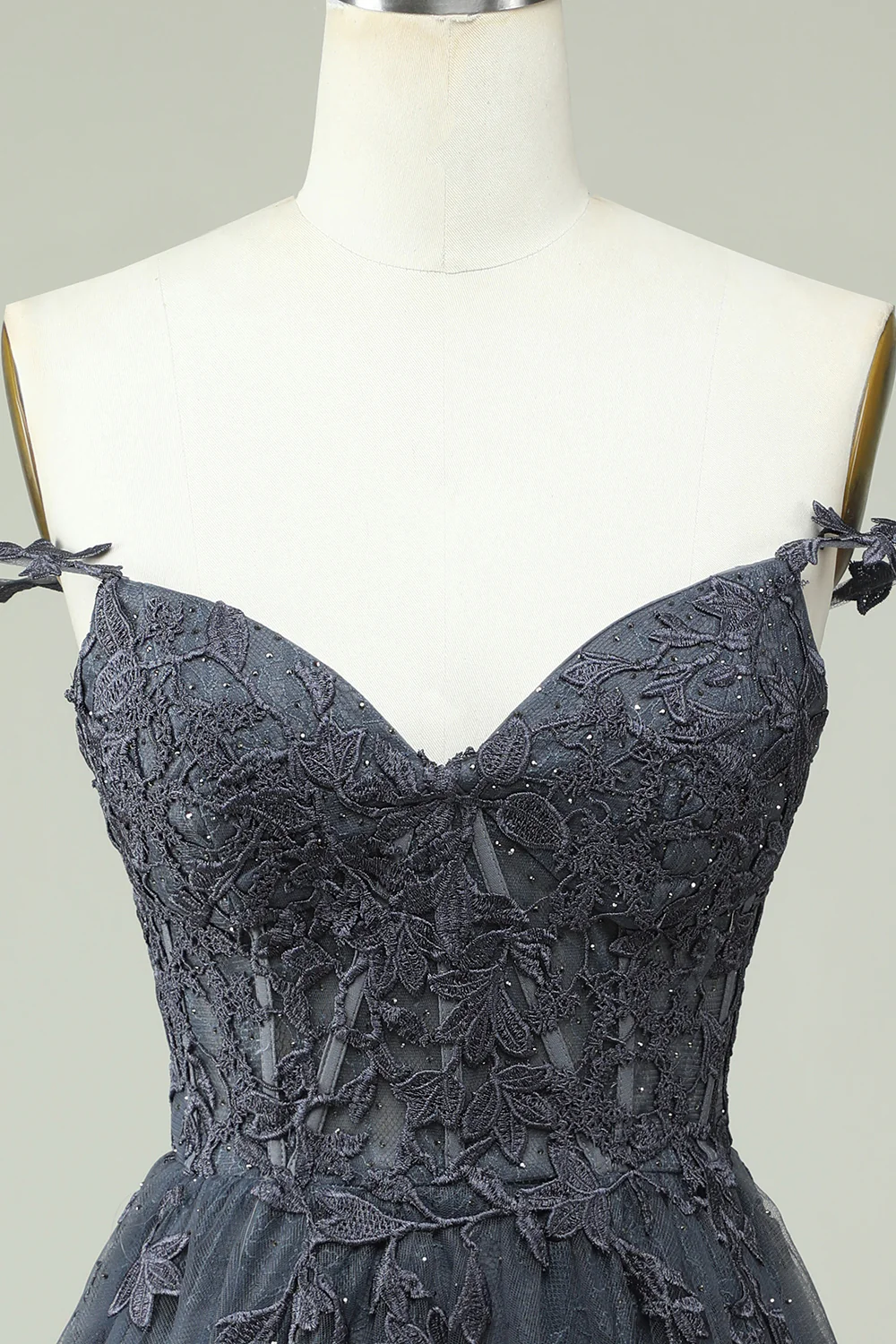 Navy Spaghetti Straps Short Graduation Dress with Appliques - Image 22
