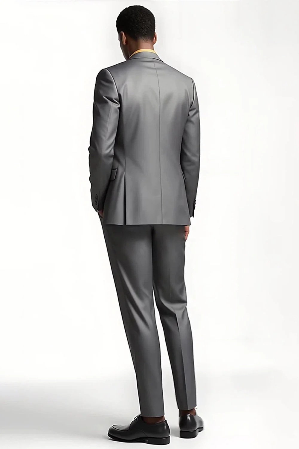 Notched Lapel 2 Piece Silver Grey Formal Business Suits - Image 2
