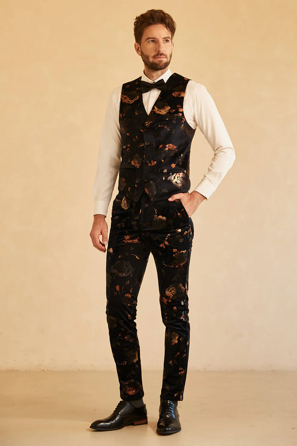 Notched Lapel Double Breasted Black Men's Wedding Suits - Image 4