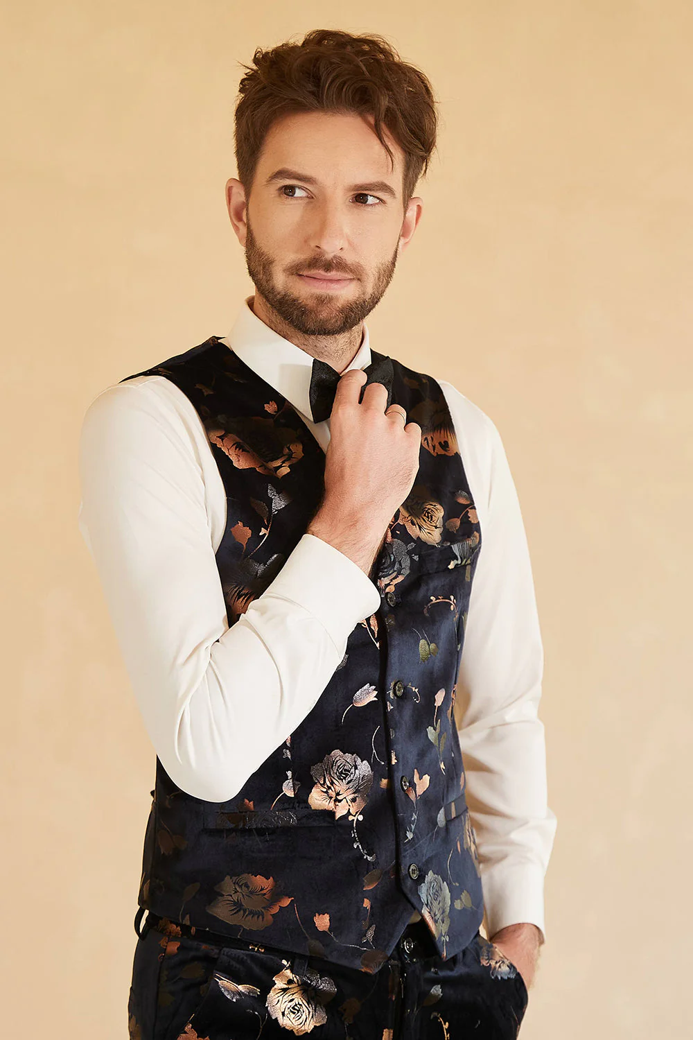 Notched Lapel Double Breasted Black Men's Wedding Suits - Image 5