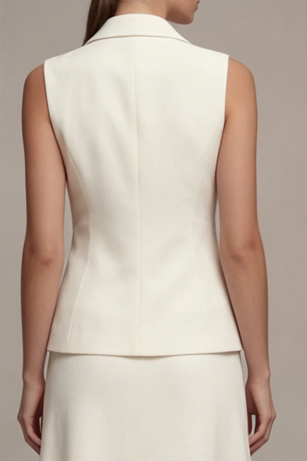 Ivory 2 Piece Single Breasted Notched Lapel Midi Business Dress - Image 4