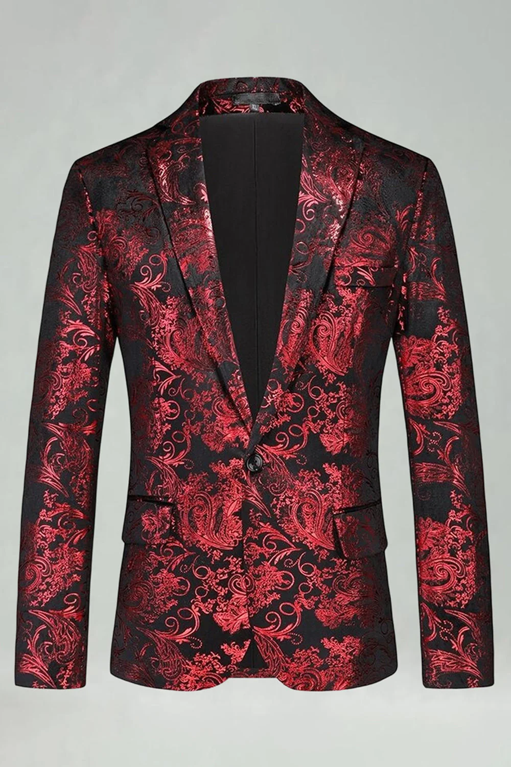 Notched Lapel Silver Jacquard Men's Prom Blazer - Image 10