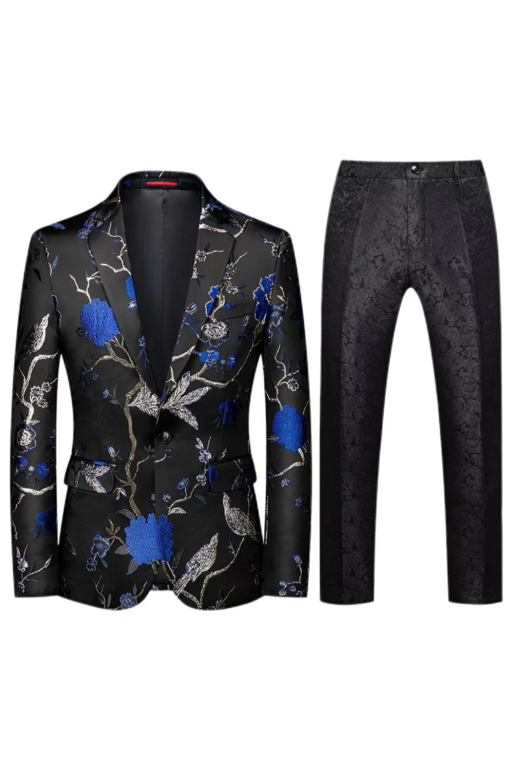 Notched Lapel Single Breasted Jacquard 2 Piece Purple Men's Prom Suits - Image 12