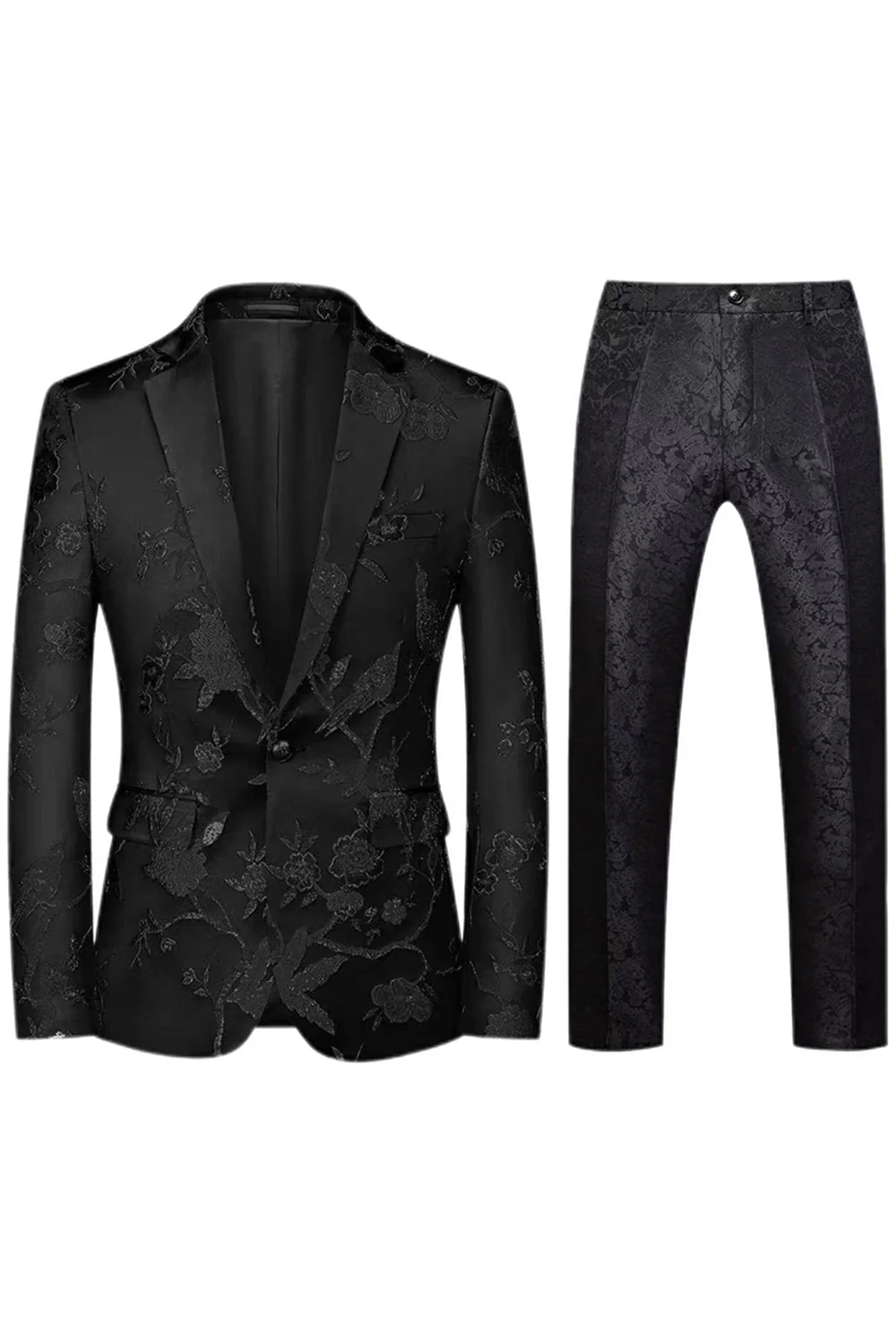 Notched Lapel Single Breasted Jacquard 2 Piece Purple Men's Prom Suits - Image 5