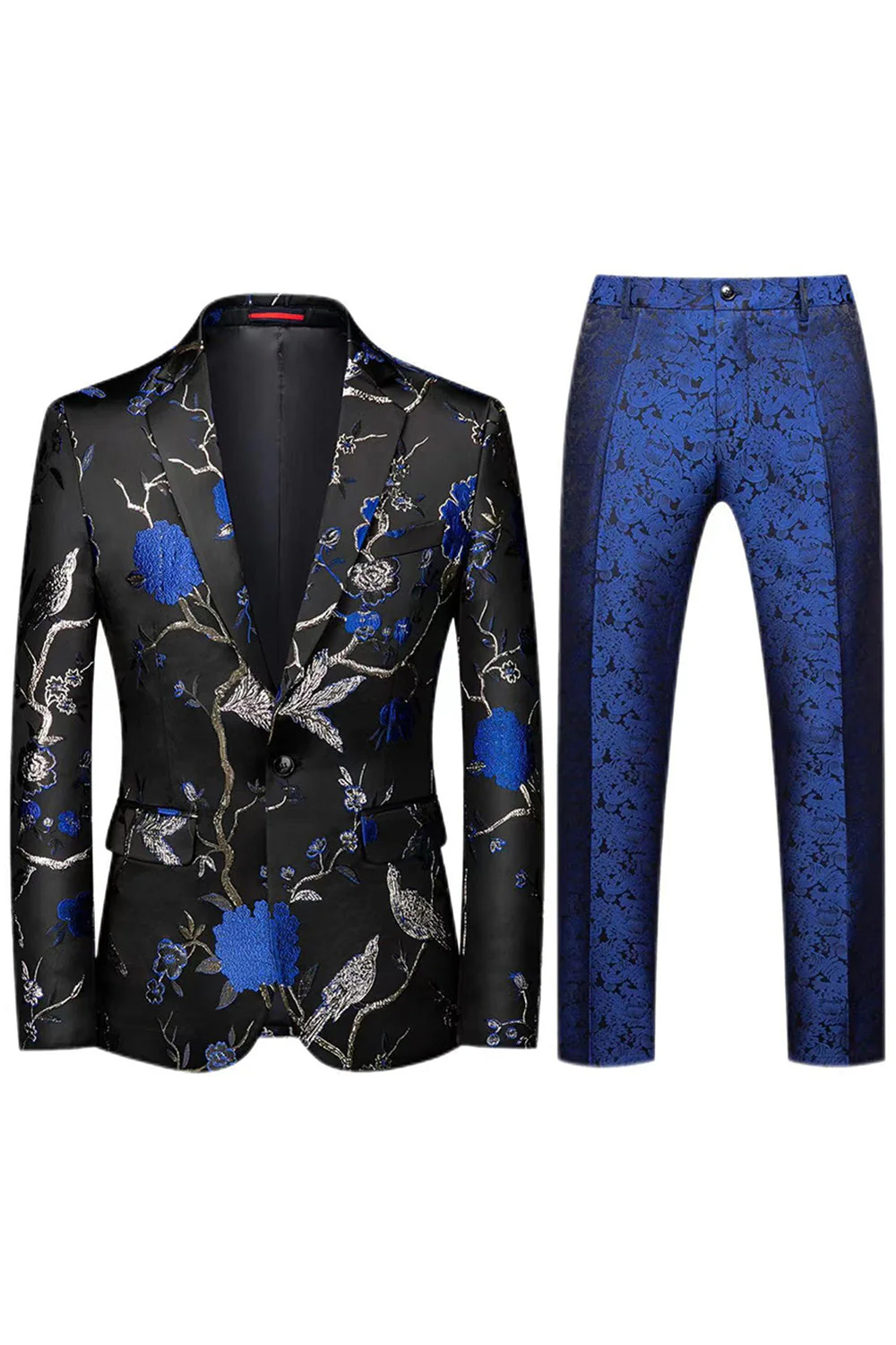 Notched Lapel Single Breasted Jacquard 2 Piece Purple Men's Prom Suits - Image 9