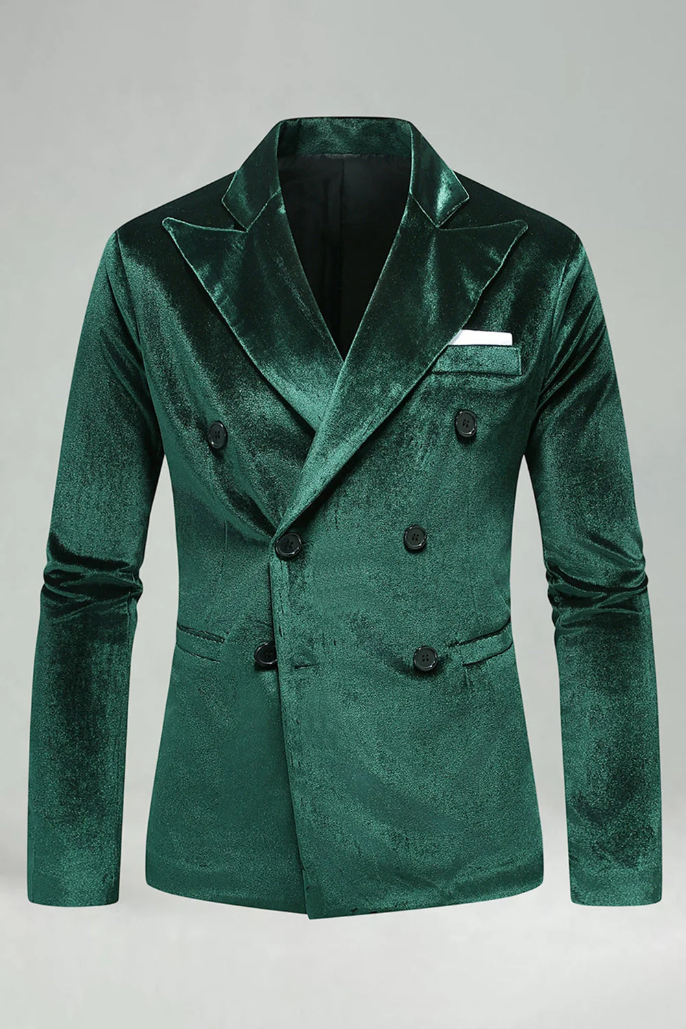 Notched Lapel Velvet Dark Green 2 Pieces Men's Prom Suits - Image 3