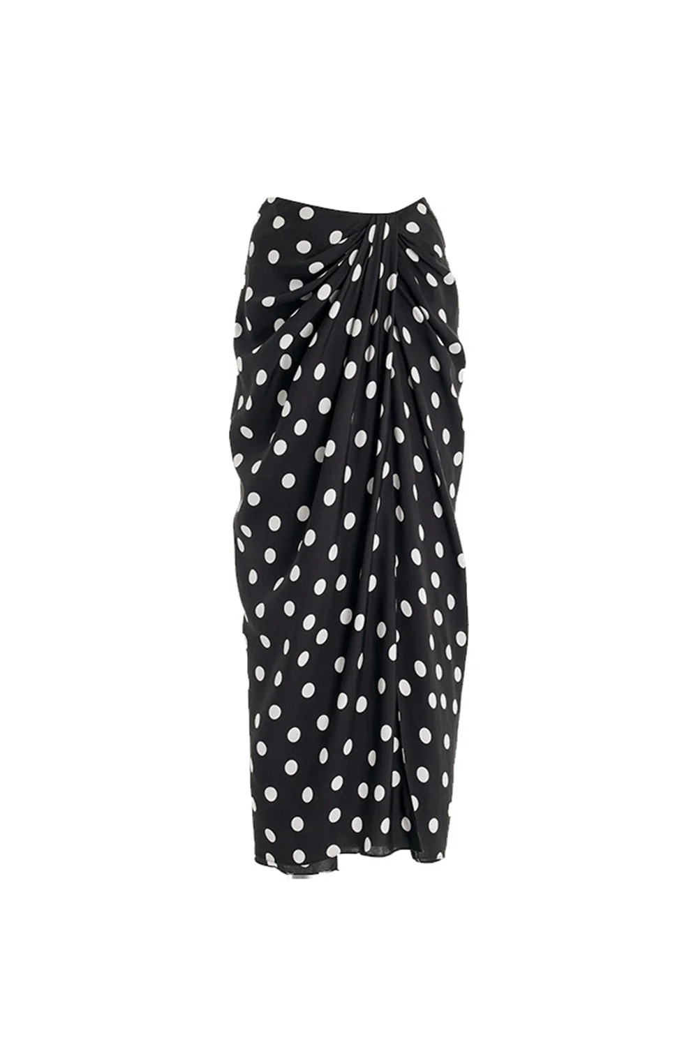 Off the Shoulder 2 Piece Black White Dots Swimsuit with Cover Up Skirt - Image 3