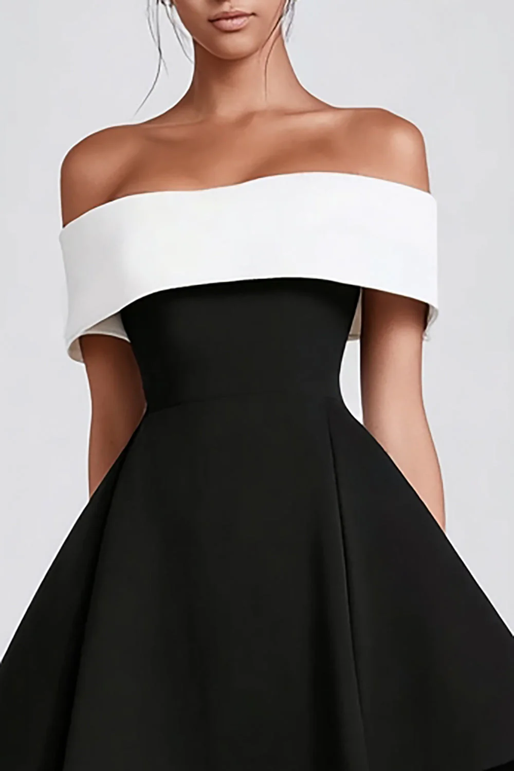Off The Shoulder A Line Little Black Dress - Image 2