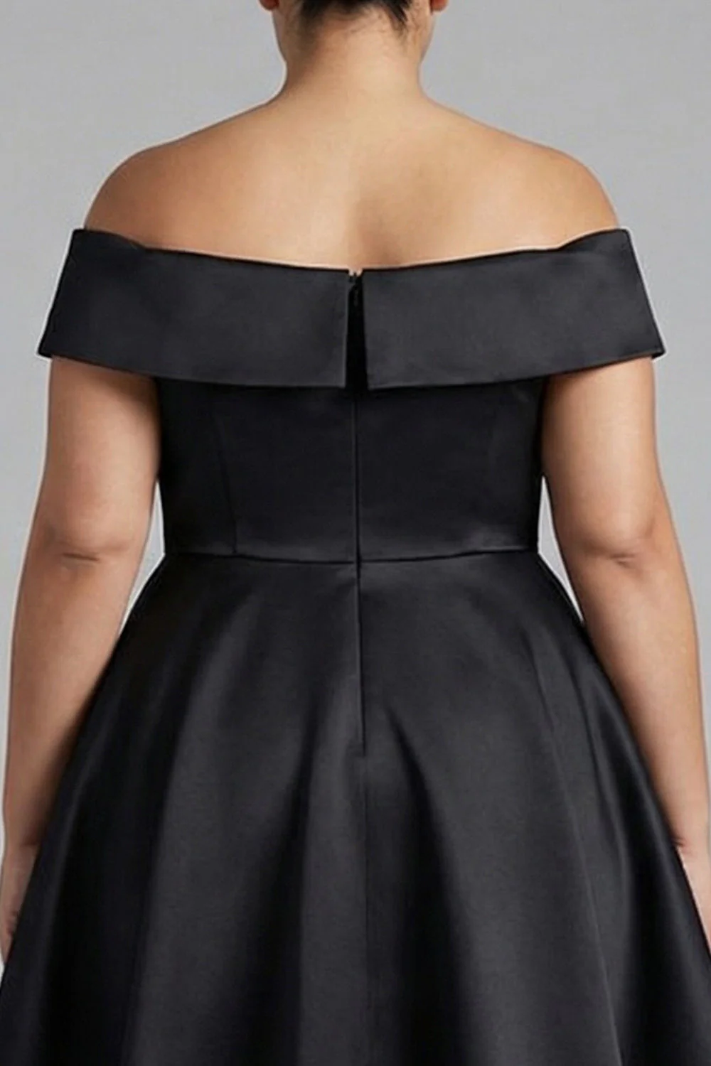 Off The Shoulder Black A Line Satin Choir Dress - Image 5