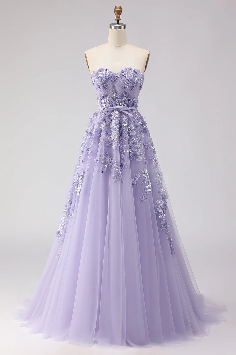 Off The Shoulder Blush A-Line Beaded Tulle Long Prom Dress with Removable Sleeves - Image 13