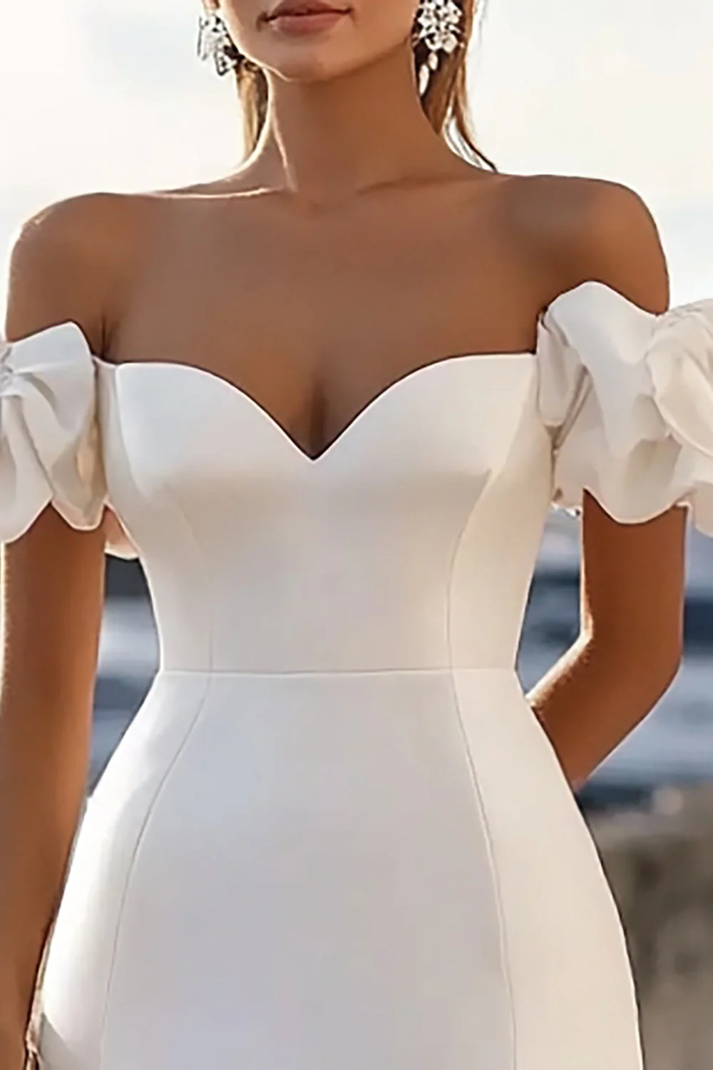 Off The Shoulder Bodycon White Short Graduation Dress - Image 2