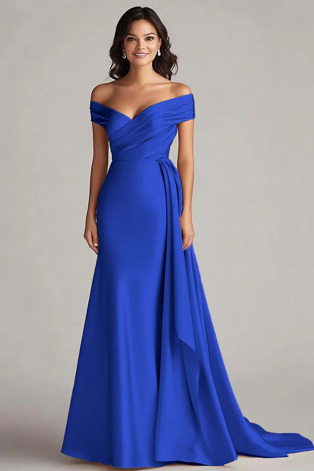 Off The Shoulder Champagne Long Evening Dress - Image 11