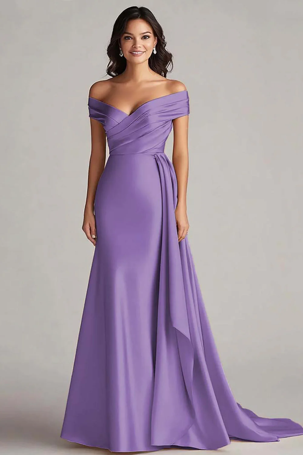 Off The Shoulder Champagne Long Evening Dress - Image 6
