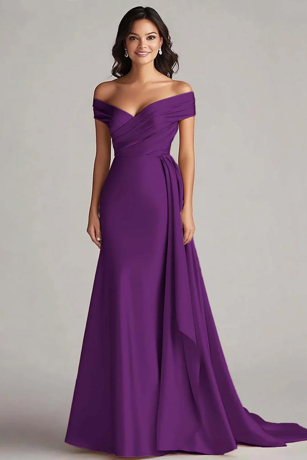 Off The Shoulder Champagne Long Evening Dress - Image 7