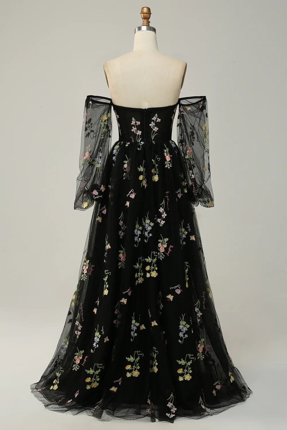 Off The Shoulder Green Long Sleeves A-Line Prom Dress - Image 10