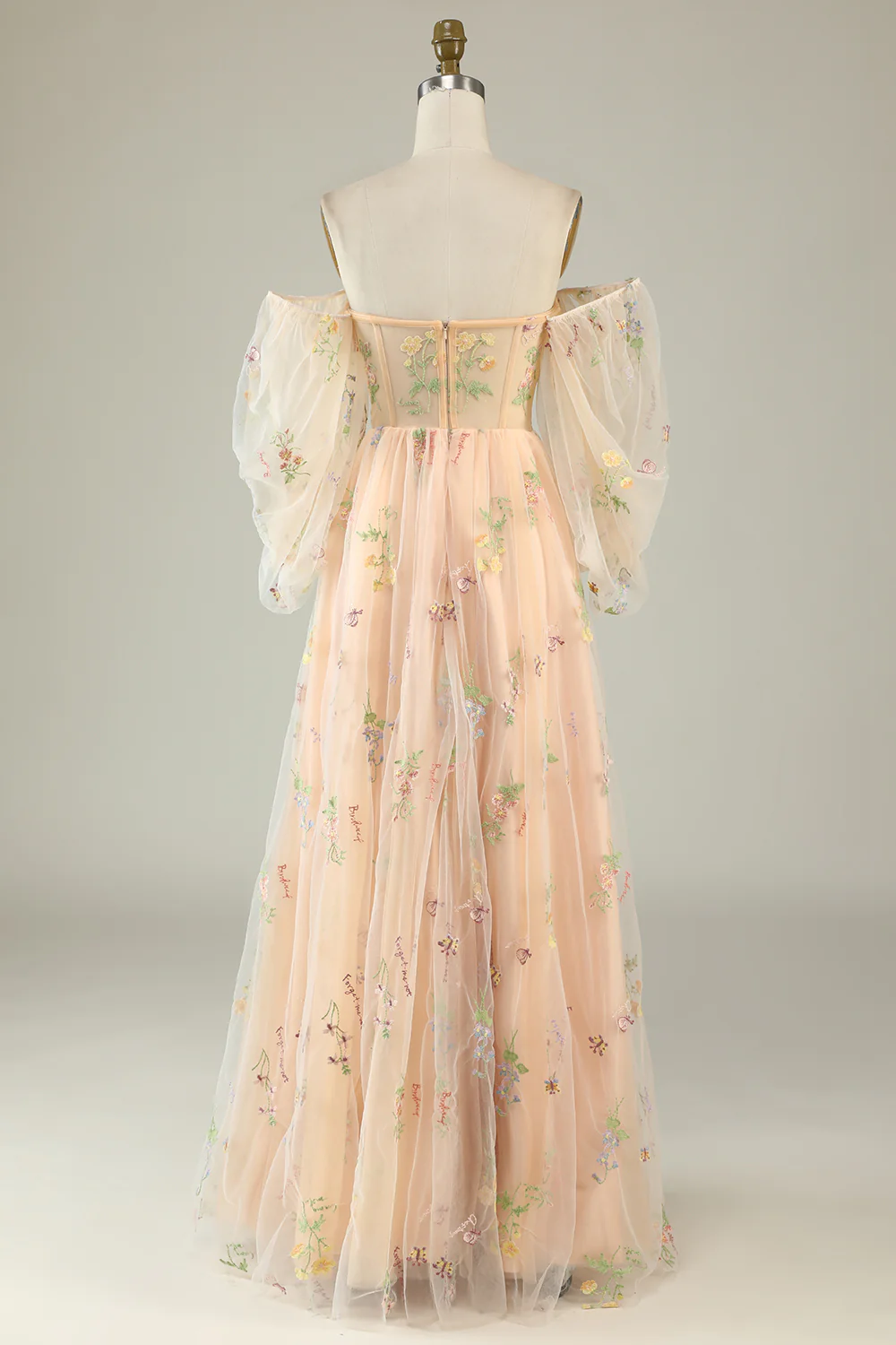 Off The Shoulder Green Long Sleeves A-Line Prom Dress - Image 12