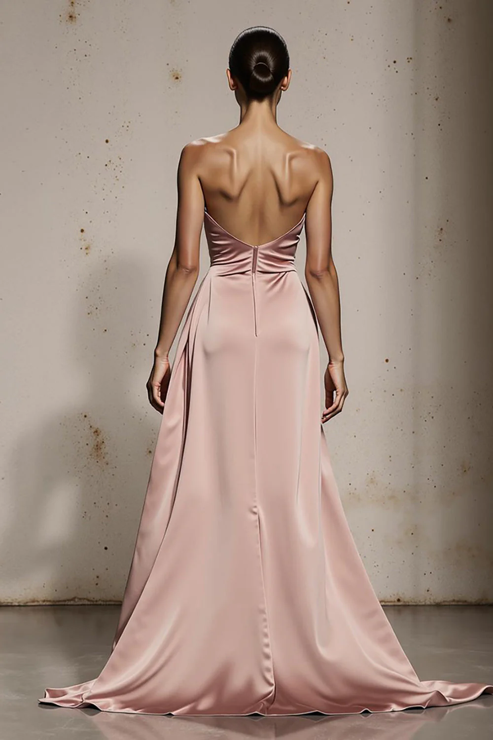 Off The Shoulder Light Pink Sheath Strapless Evening Dress - Image 2