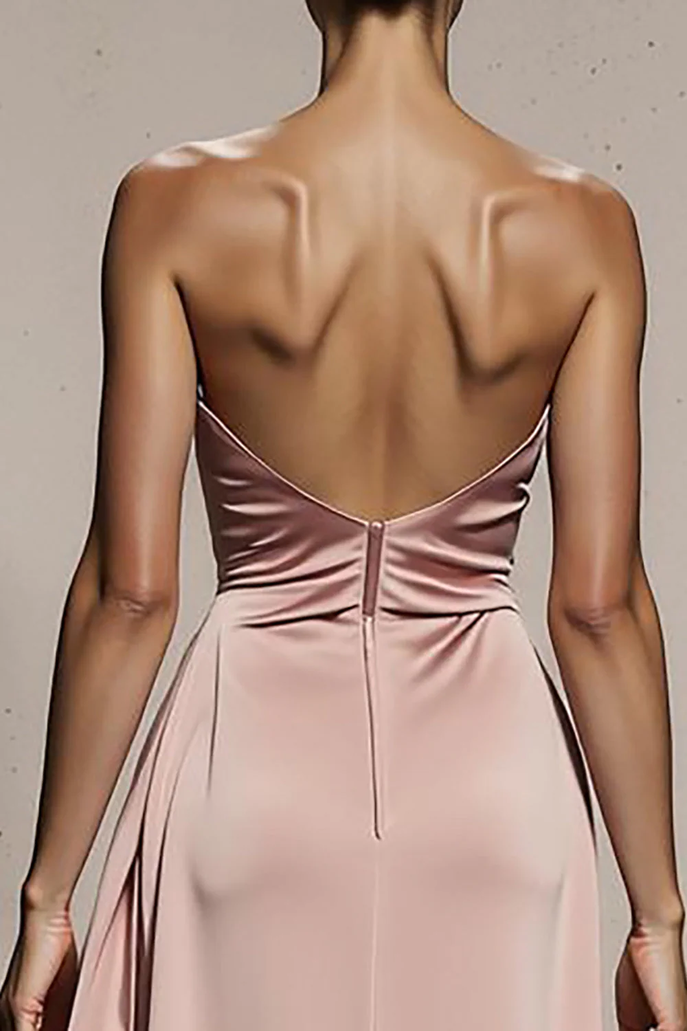 Off The Shoulder Light Pink Sheath Strapless Evening Dress - Image 4
