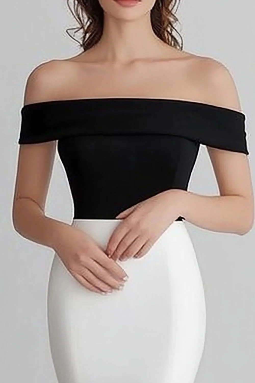 Off The Shoulder Mermaid White Long Formal Dress - Image 2