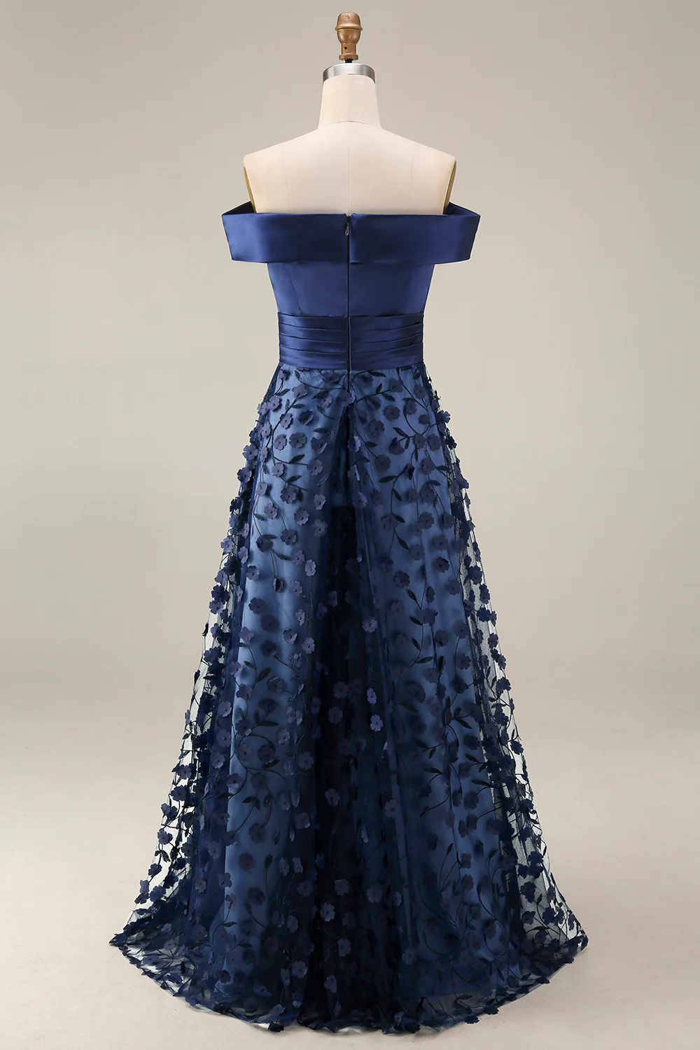 Off The Shoulder Navy Sequins A Line Long Mother of the Bride Dress - Image 7