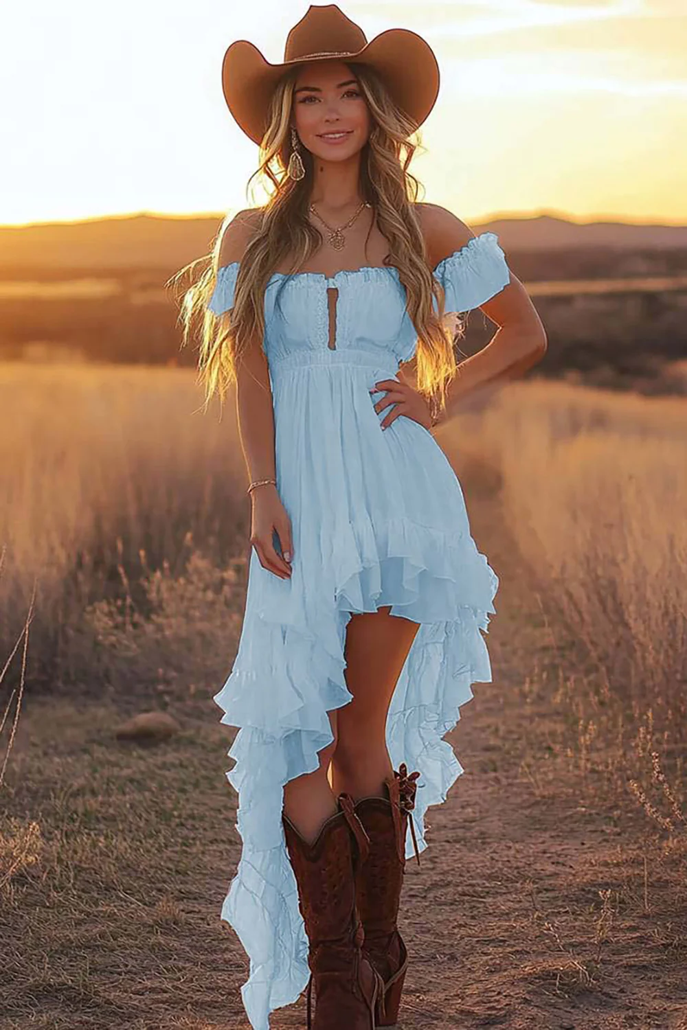Off The Shoulder Ruffled Graduation Dress - Image 10