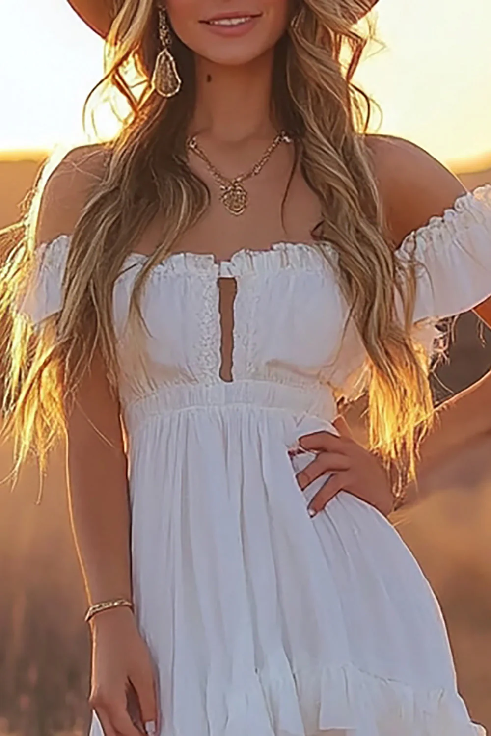 Off The Shoulder Ruffled Graduation Dress - Image 2