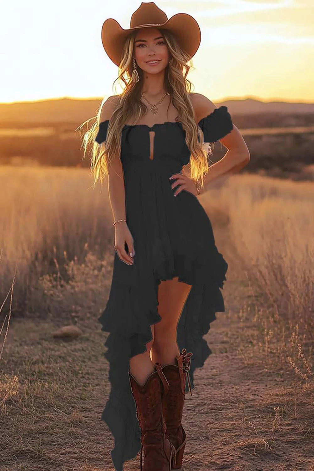 Off The Shoulder Ruffled Graduation Dress - Image 3
