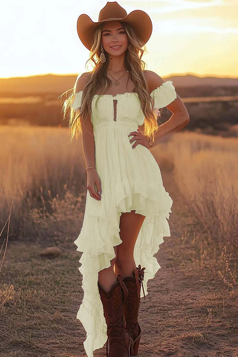 Off The Shoulder Ruffled Graduation Dress - Image 4