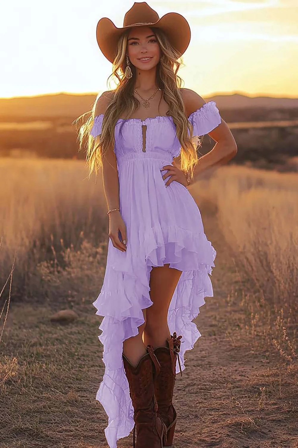 Off The Shoulder Ruffled Graduation Dress - Image 6