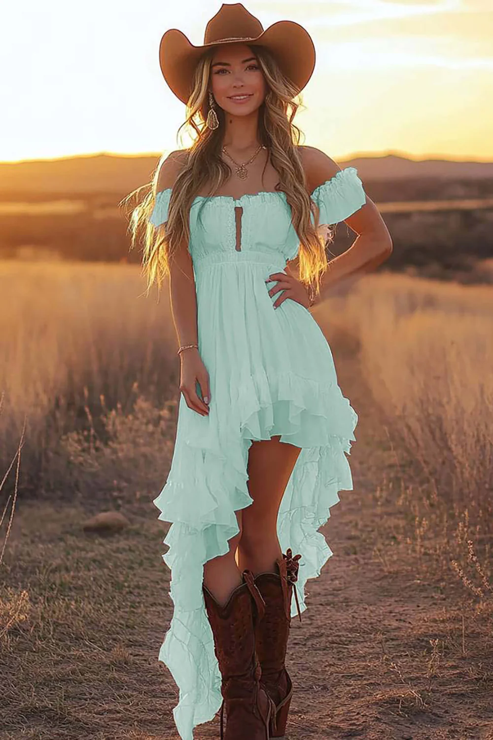 Off The Shoulder Ruffled Graduation Dress - Image 7