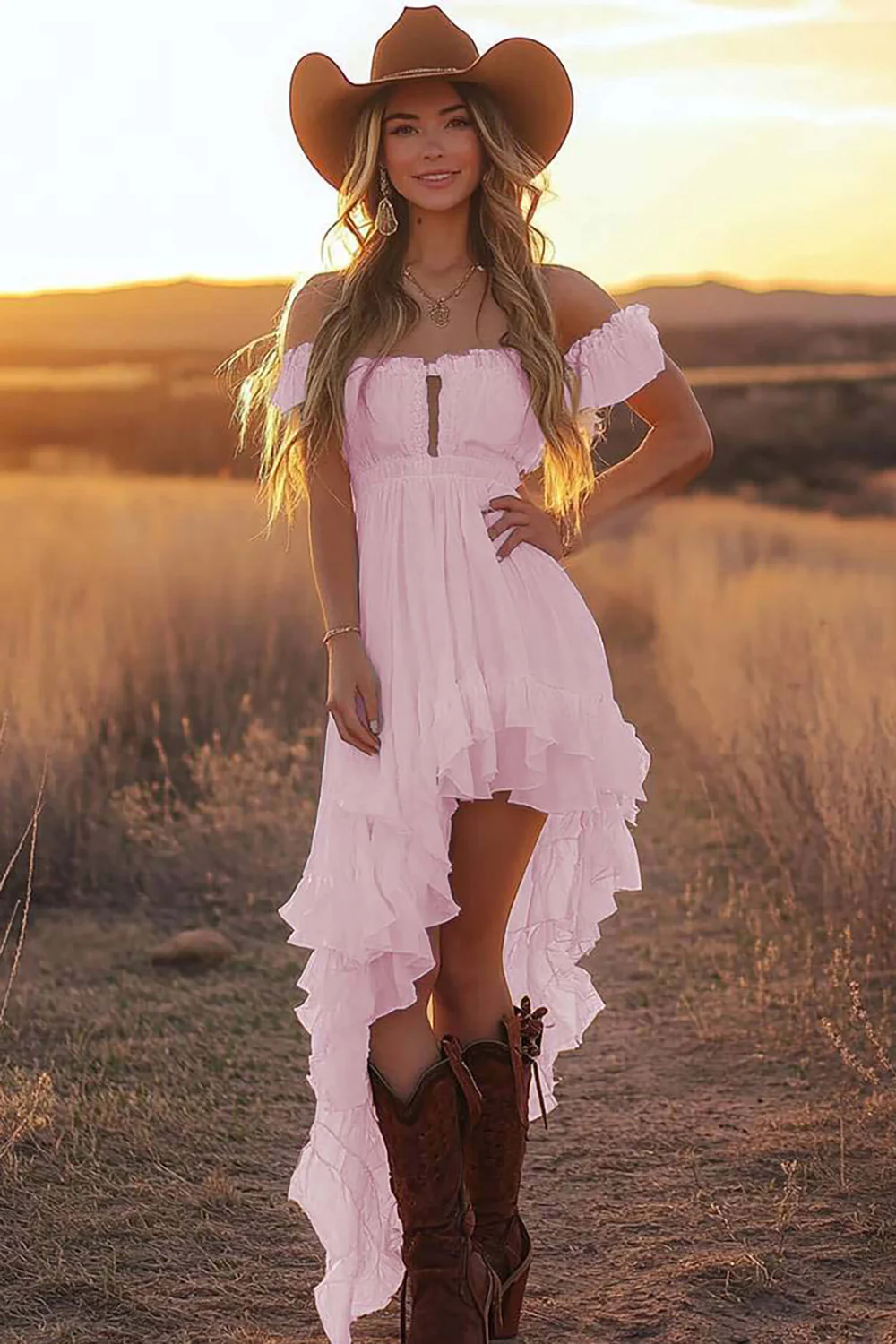 Off The Shoulder Ruffled Graduation Dress - Image 8