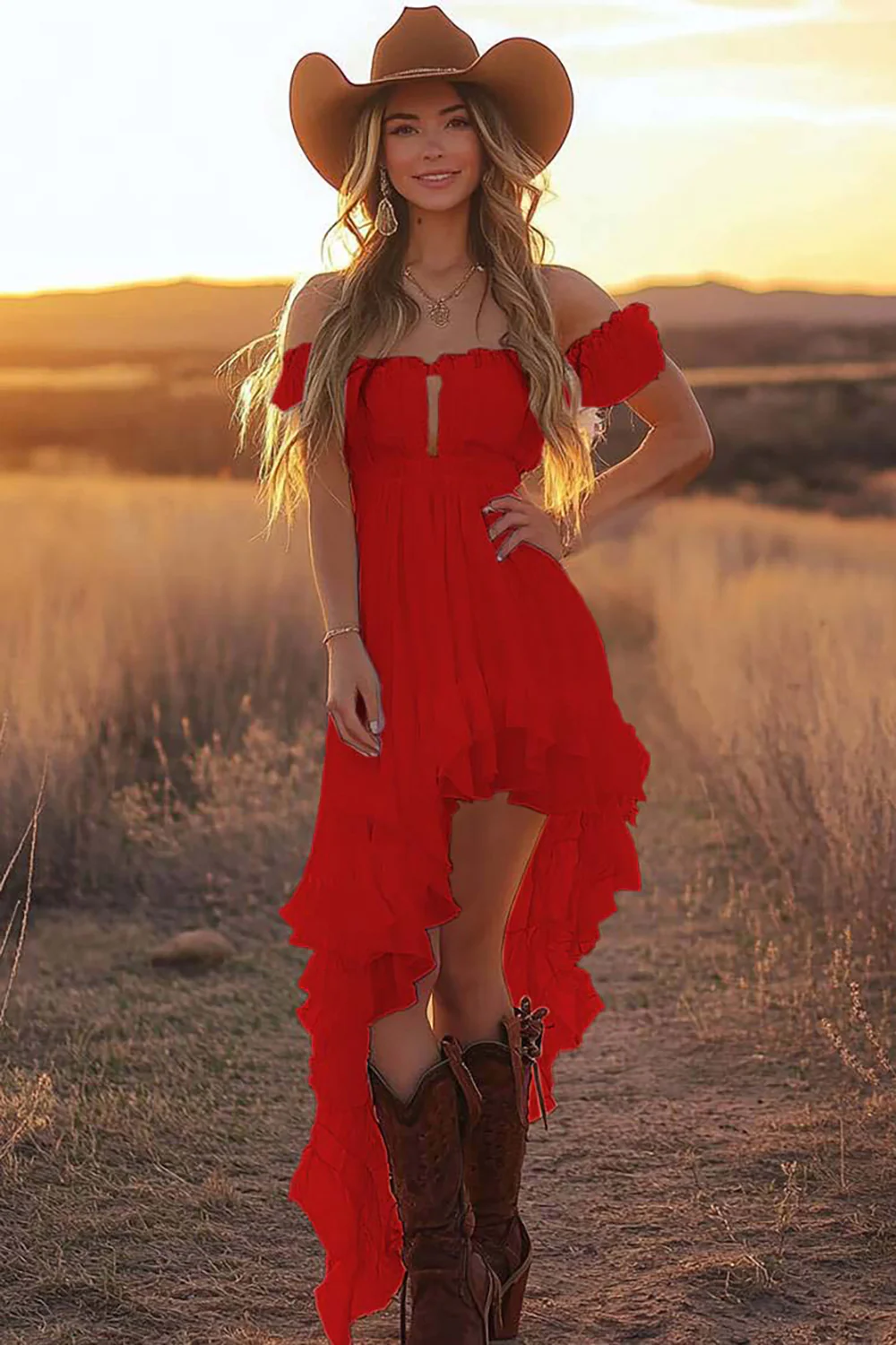 Off The Shoulder Ruffled Graduation Dress - Image 9