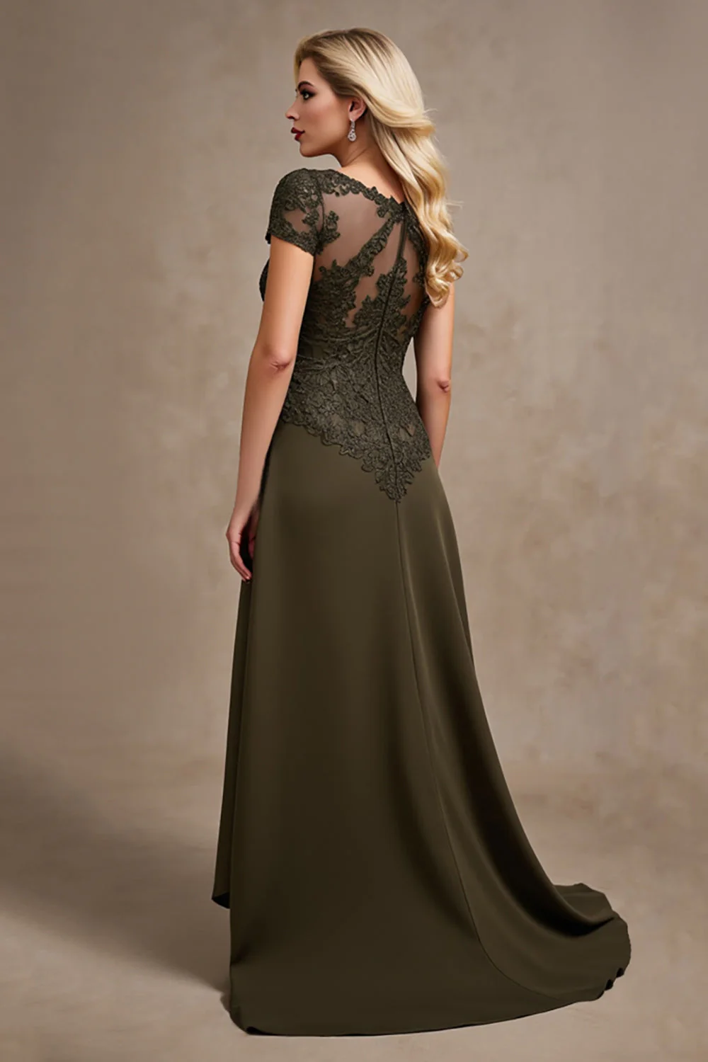 Olive A Line Satin Asymmetrical High Low Mother of the Bride Dress - Image 4