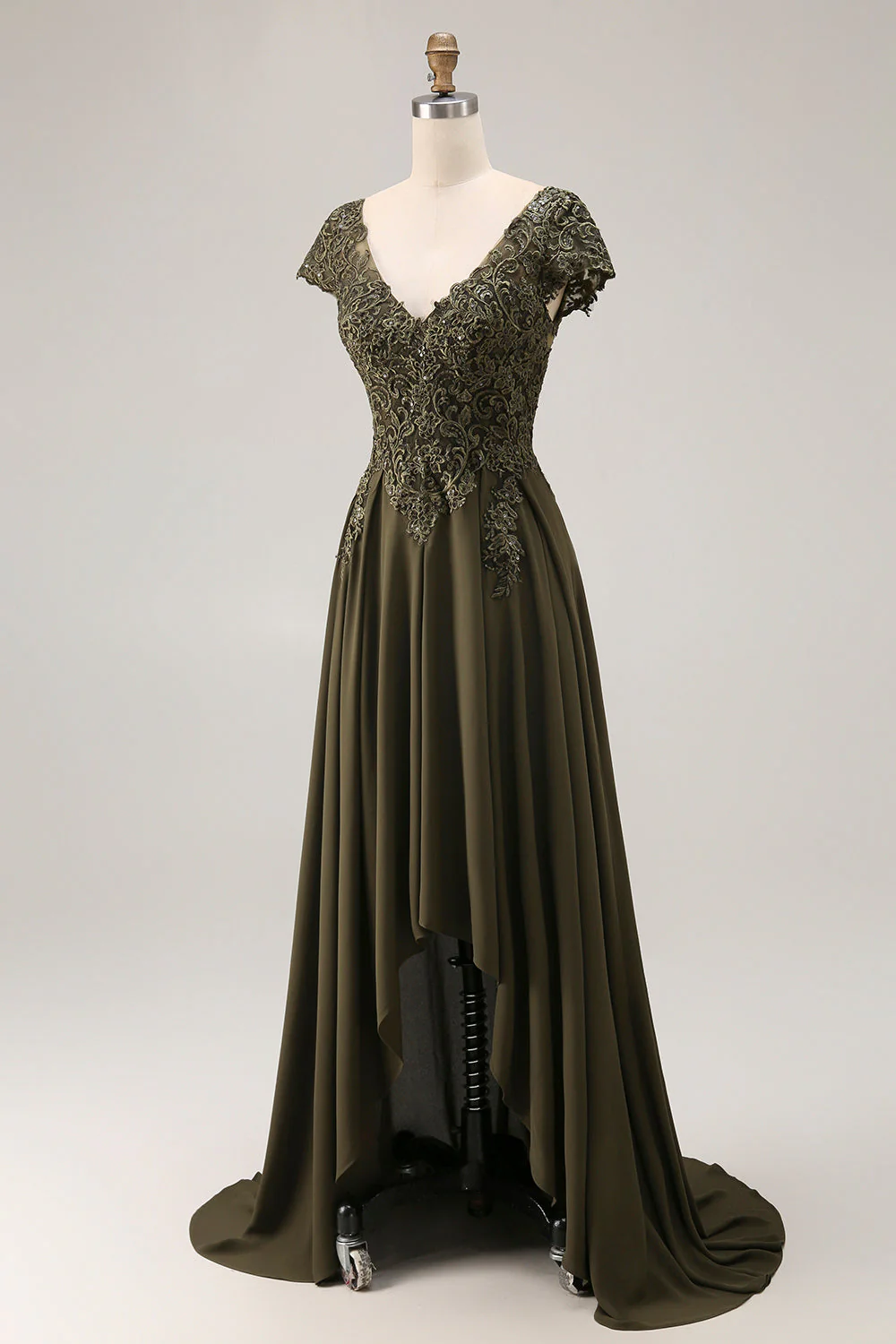 Olive A Line Satin Asymmetrical High Low Mother of the Bride Dress - Image 5