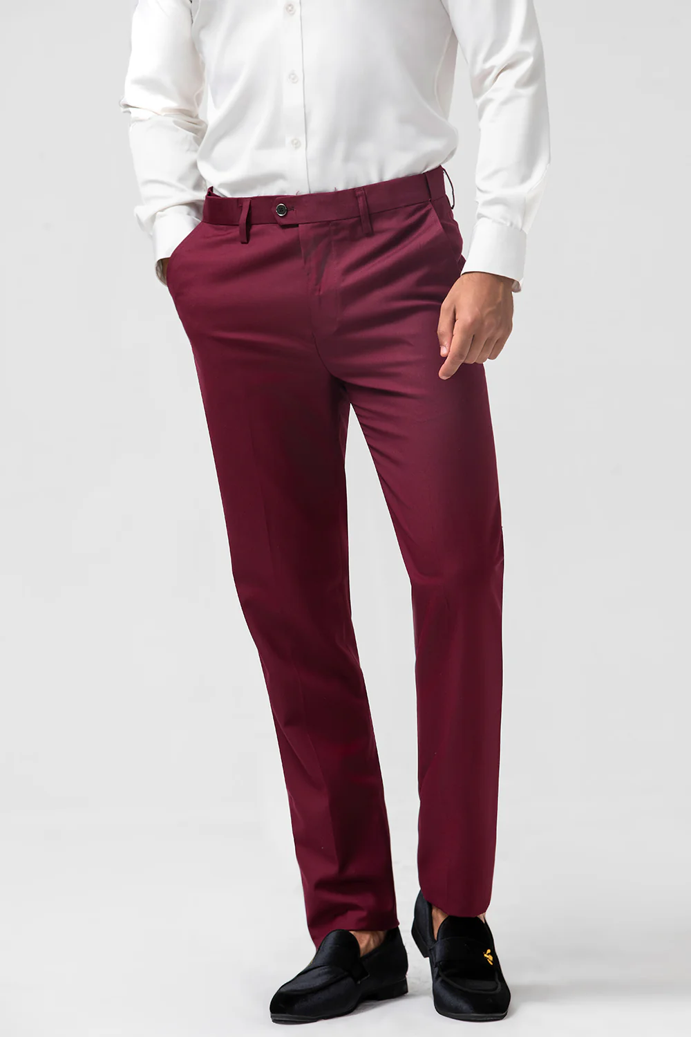 One Button Peak Lapel Burgundy 3 Pieces Men's Suits - Image 7