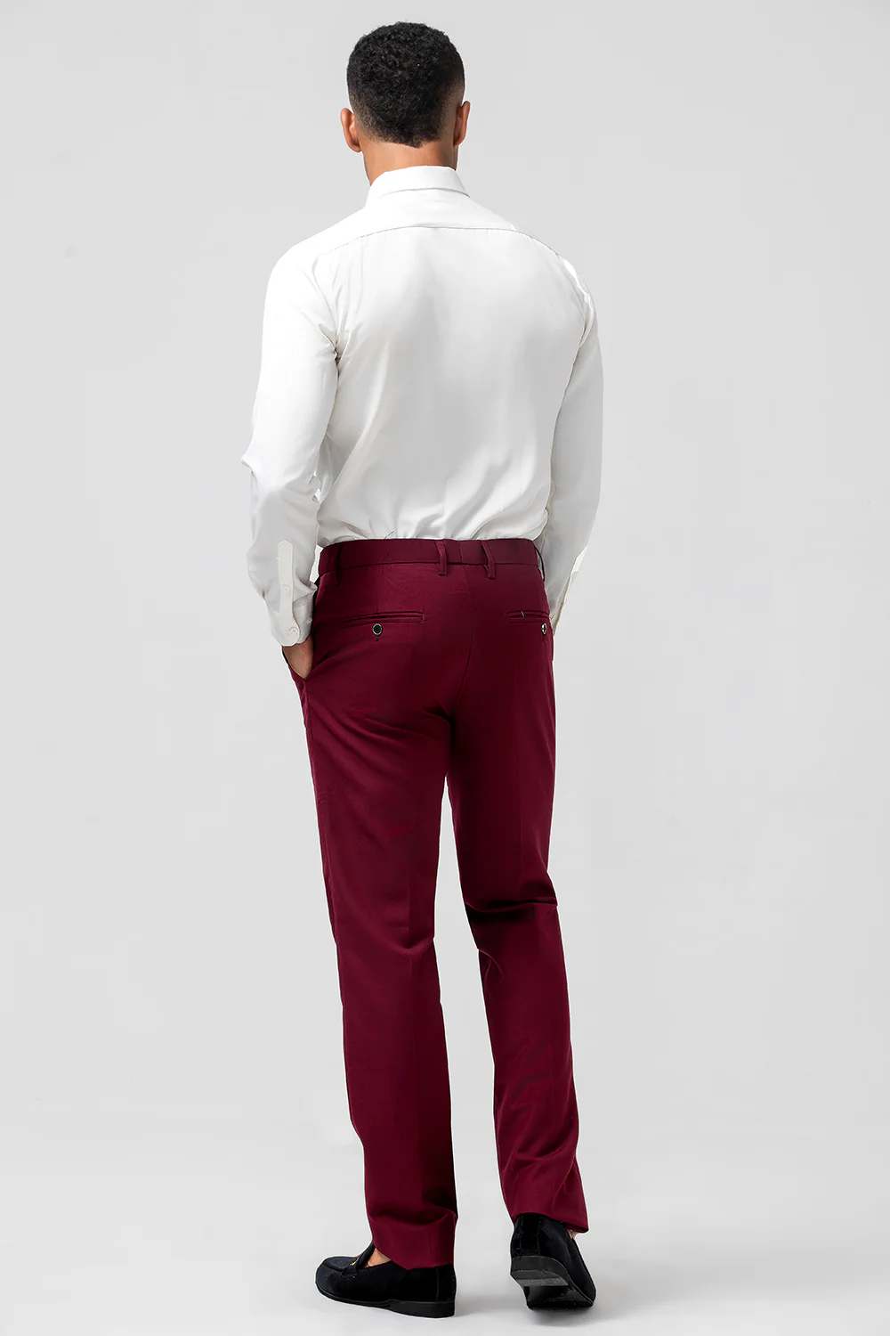 One Button Peak Lapel Burgundy 3 Pieces Men's Suits - Image 8