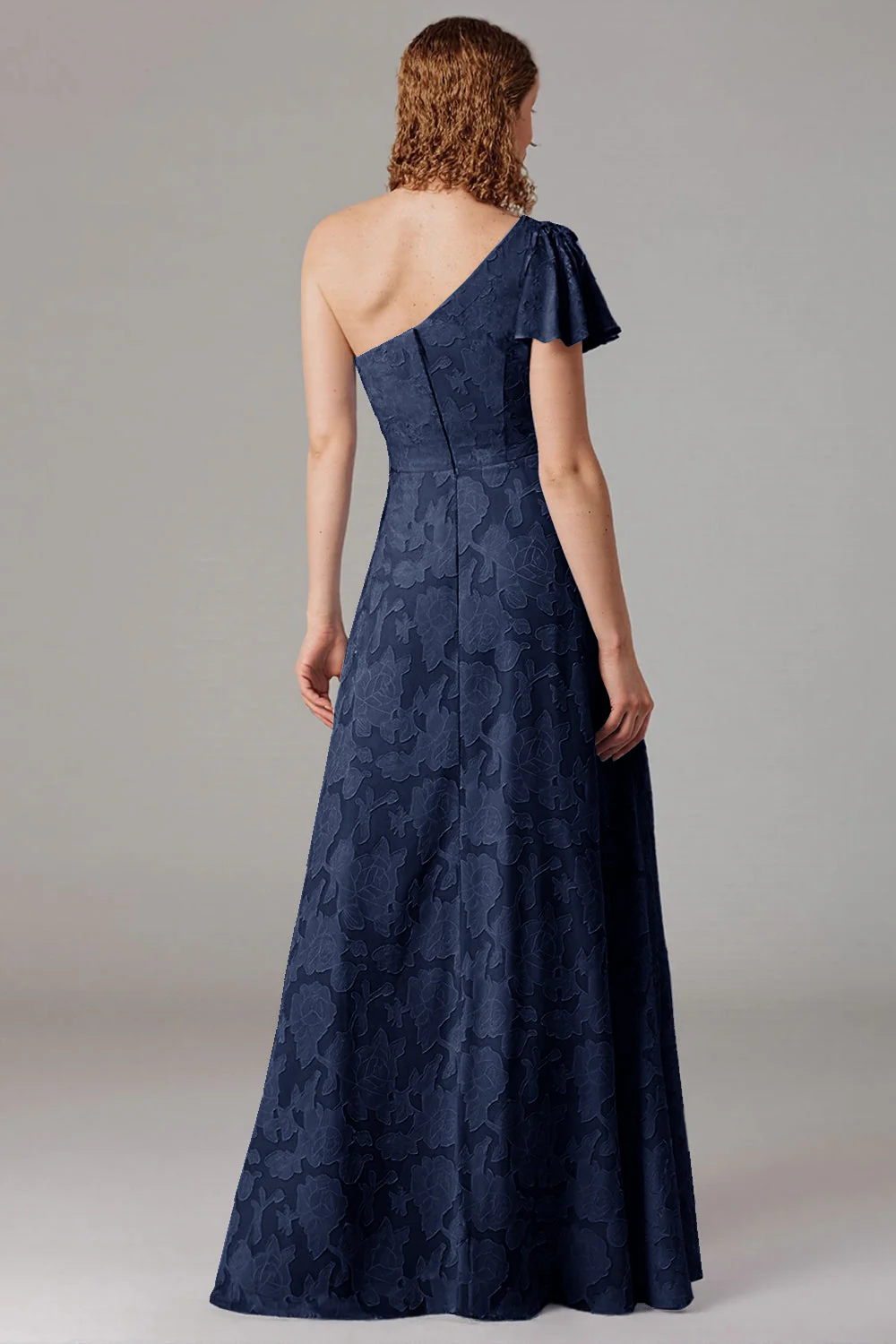 One Shoulder Black A-Line Long Choir Dress with Slit - Image 11
