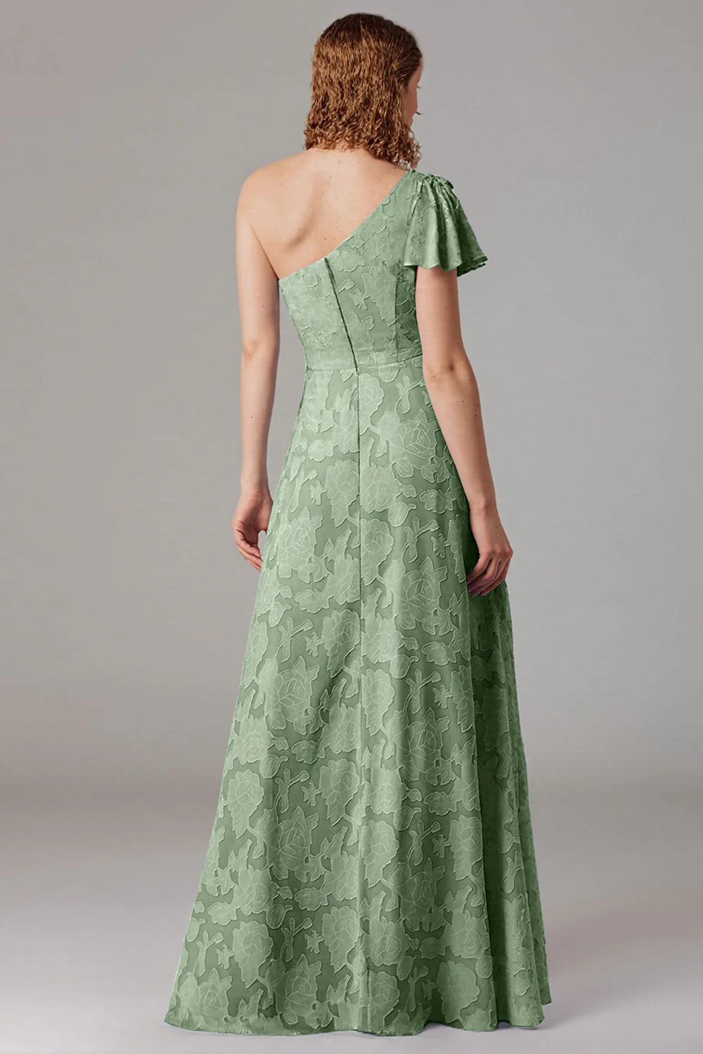 One Shoulder Black A-Line Long Choir Dress with Slit - Image 13